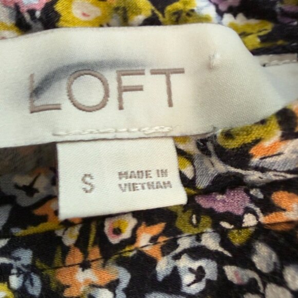 LOFT Black Multicolor Floral Short Sleeve Dress – Size Small - Picture 5 of 11